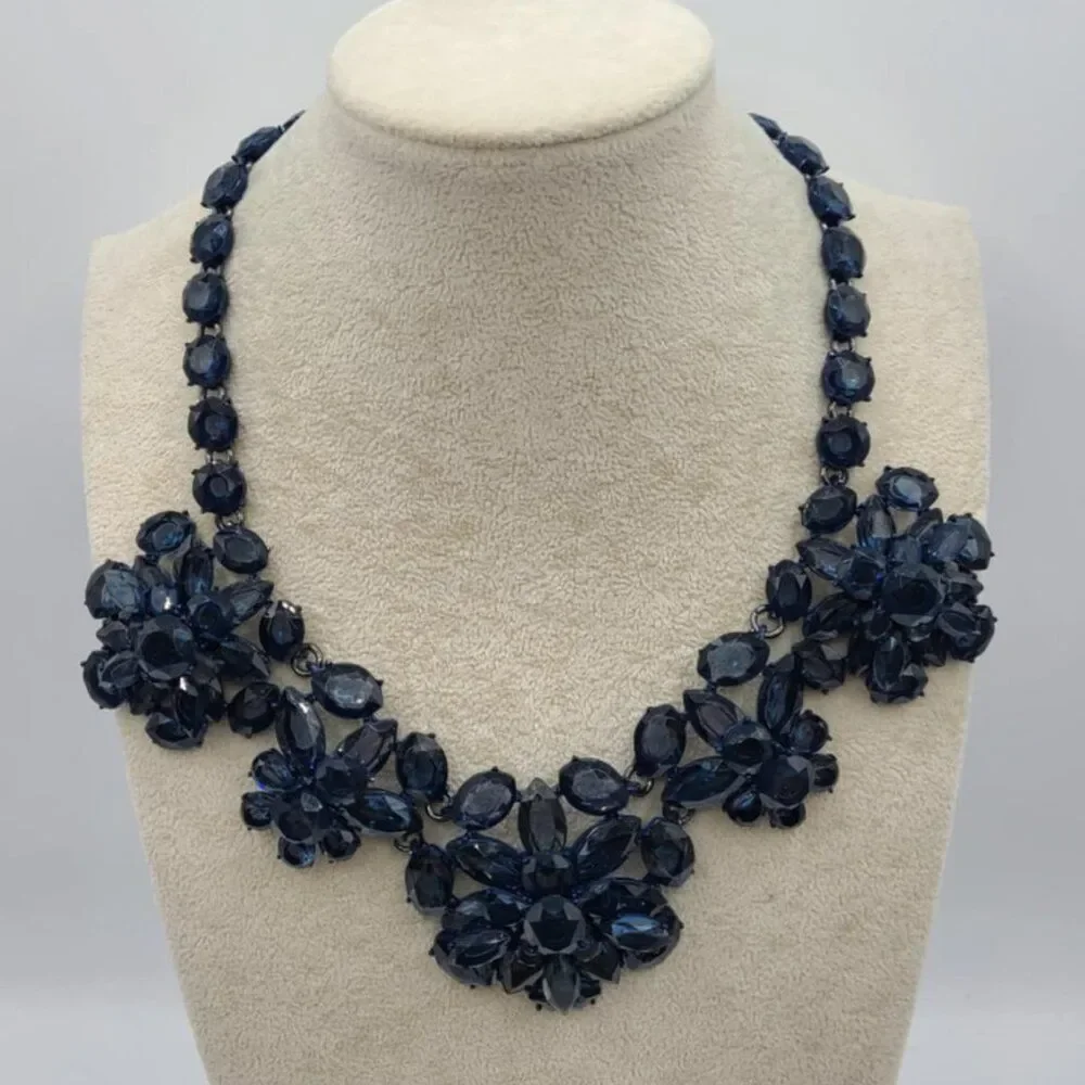 J Crew Navy Blue Stone Statement Necklace NWOT!